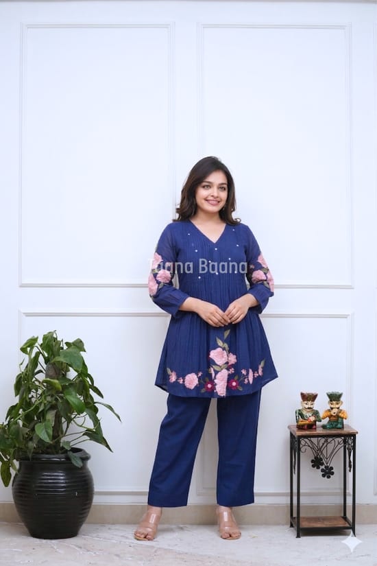Midnight Bloom Floral Co-Ord Set for Women