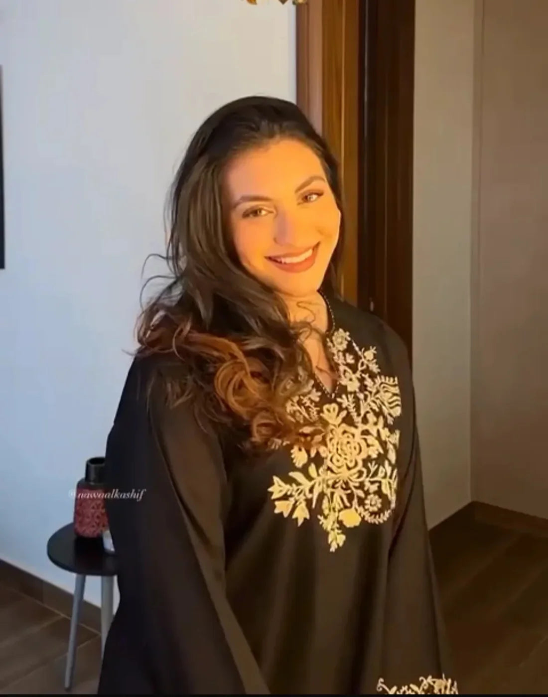 Embroidered Black Kurta with Ivory Wide-Leg Pants